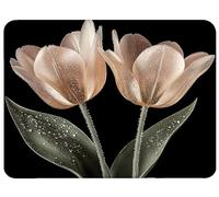 Tappetino Mouse Nero, Tulipano Tappetino Mouse 34 x 28 cm, Mouse Pad Superficie Liscia Sottomano Scrivania con Base in Gomma Antiscivolo Bordi Cuciti per Portatile, Gaming e Ufficio, Regalo, Model192