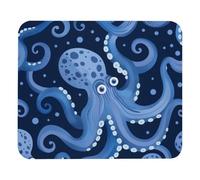 Tappetino Mouse Octopuss And Blue Wave Pattern Tappetini Base Antiscivolo Mouse Pad Portatile Accessori Gaming per Computer Essenziale per Ufficio Casa M