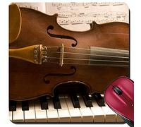 Tappetino Mouse, Old Violin Lying On A Piano Keyboard With Sheet Music Behind Tappeto Mouse Ergonomico Tappetini Per Il Mouse Da Gioco Base In Gomma Mouse Pad Per Ufficio Gaming 25X30Cm