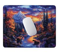 Tappetino Mouse Orso nella foresta Lavabile Impermeabile 42 x 35 cm w-738 | Base Gomma Morbida Antiscivolo, Tessuto Poliestere, Asciugatura Veloce, per Scrivanie Legno e Vetro, Viaggi Lavorativi