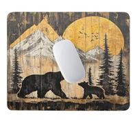 Tappetino Mouse Orso tra le montagne Lavabile Impermeabile 42 x 35 cm w-744 | Base Gomma Morbida Antiscivolo, Tessuto Poliestere, Asciugatura Veloce, per Scrivanie Legno e Vetro, Viaggi Lavorativi