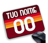 Tappetino Mouse Pad Gadget Compatibile per tifoso giallorosso della magica Calcio personalizzabile Tuo nome e Numero Stile maglia strisce tifosi romanisti