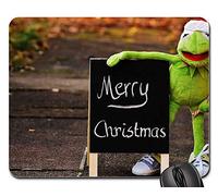 Tappetino Mouse Pad, Kermit Frog Christmas Santa Hat Cute Funny 7 Tappetino Mouse Bordi Cuciti Gaming Pad Pratica Tappetini per Il Mouse per Computer Casa 25X30Cm