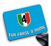 Tappetino Mouse Pad Personalizzabile con nome frase ecc gadget compatibile Scudetto Stelle Stile maglia Calcio strisce (Tifoso Azzurro per Napoli Campione Again 4 scudetto)