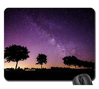 Tappetino Mouse Pad, Star Milky Way Trees Shadow Silhouette Night Tappetino per Il Mouse da Gioco Bordi Cuciti Gaming Tappetino Mouse Antiscivolo Tappetini per Il Mouse da Gioco 25X30Cm