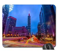 Tappetino Mouse Pad, Taipei Taiwan01 Building Night View Light Rail Tappetino per Il Mouse da Gioco Antiscivolo Gaming Mousepad Bordi Cuciti Tappetino Mouse Gaming per Computer Ufficio 25X30Cm