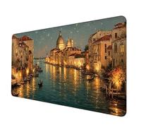 Tappetino Mouse Paesaggio Tappetino Scrivania Grande 800 x 400 mm, Mousepad Venezia Sottomano Scrivania con Bordi Cuciti, Impermeabile Mousepad Base in Gomma Antiscivolo per PC, Laptop -hjw2506B6