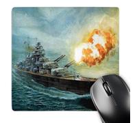 Tappetino Mouse, Painting of Battleship Bismarck Bordi Cuciti Tappeto Mouse Antiscivolo Gaming Pad per Gamers Notebook Pc 25X30cm
