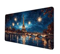 Tappetino Mouse Parigi Tappetino Scrivania Grande 600 x 300 mm, Mousepad Torre Eiffel Sottomano Scrivania con Bordi Cuciti, Impermeabile Mousepad Base in Gomma Antiscivolo per PC, Laptop -hjw2506QR
