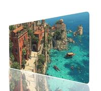 Tappetino Mouse Piccola città Tappetino Mouse xxl 700x300x3mm, Mousepad Vista mare Cucire i Bordi Migliorare la Precisione e la Velocità, Mousepad per Scrivania Gaming Tastiera Pc Portatile Model-5169