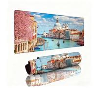 Tappetino Mouse Piccola Città Tappeto Scrivania 1000x500x3mm Tappetino Mouse Gaming Barca Mousepad Durevole Base In Gomma Impermeabile e Antiscivolo Accessori per Computer, Proteggi Scrivania W1-628