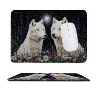 Tappetino Mouse Piccolo 300 x 250 mm, Tappetini Mouse Gaming Il lupo bianco della foresta, Mousepad Impermeabile e Antiscivolo, con Bordo Cucito, Pratica e Facile da Pulire, Ufficio, Laptop, PC l-698