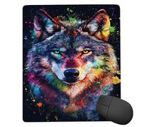 Tappetino Mouse Piccolo 340 x 280 mm, Tappetini Mouse Gaming Animali Lupo, Mousepad Impermeabile e Antiscivolo, con Bordo Cucito, Pratica e Facile da Pulire, Ufficio, Laptop, PC, Regalo per uomo l-156