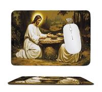 Tappetino Mouse Piccolo 340 x 280 mm, Tappetini Mouse Gaming la donna Gesù, Mousepad Impermeabile e Antiscivolo, con Bordo Cucito, Pratica e Facile da Pulire, Ufficio, Laptop, PC, Regalo per uomo l922