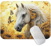 Tappetino Mouse Piccolo 350x300x3mm Cavallo, Tappetino Mouse Giallo, Tessuto Morbido e Durevole con Retro in Gomma per Precisione, Silenzioso e Comfortevole, Perfetto per Laptop, Gaming, Regalo M3-329