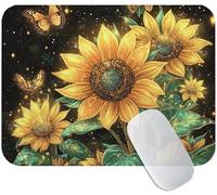 Tappetino Mouse Piccolo 350x300x3mm Girasole, Tappetino Mouse Giallo, Tessuto Morbido e Durevole con Retro in Gomma per Precisione, Silenzioso e Comfortevole, Perfetto per Laptop, Gaming M3-219