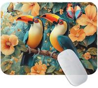 Tappetino Mouse Piccolo 350x300x3mm Pappagallo, Tappetino Mouse Fiori, Tessuto Morbido e Durevole con Retro in Gomma per Precisione, Silenzioso e Comfortevole, Perfetto per Laptop, Gaming M3-181
