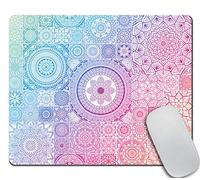 Tappetino Mouse Piccolo Blue And Pink Mandala Beautiful Flowers 25X30Cm Durevole Tappetino Mouse Soffice Mousemat per Casa Pc