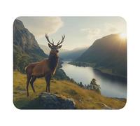 Tappetino Mouse Piccolo Deer Stands High Above The River 25X30Cm Bordo Cucito Tappetino per Mouse Durevole Mousepad per Casa Lavoro