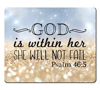 Tappetino Mouse Psalm 46:5 God Is Within Her,She Will Not Fall- Bible Verse 25X30Cm Antiscivolo Tappetino Mouse Piccolo Soffice Mousepad per Pc Laptop
