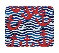 Tappetino Mouse Red Anchors Blue Wave Stripes Pattern Accessori Gaming Soft Mousepad Portatile Tappetino per Mouse per Computer Pc E Laptop Essenziale per Ufficio M