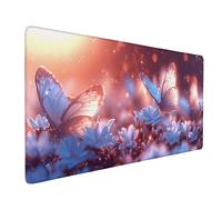 Tappetino Mouse Rosa Tappetino Mouse Gaming XXL 120x60 cm, Bordi Cuciti Mouse Pad Farfalla Mousepad Base in Gomma Antiscivolo Impermeabile Accessori Scrivania per Gaming, Ufficio e Casa -ly2505QH