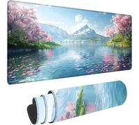 Tappetino Mouse Rosa Tappetino Mouse Grande Fiori Di Ciliegio Esteso Gaming Mousepad XXL 800 x 400 x 3 mm, Base in Gomma Impermeabile e Antiscivolo Sottomano Scrivania per PC, Accessori Scrivania Y-O