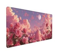 Tappetino Mouse Rosa Tappetino Mouse XXL 800x300 mm, Mousepad Rosa Sottomano Scrivania con Base in Gomma Antiscivolo, Impermeabile Tappeto Scrivania con 3MM Bordi Cuciti per Computer, PC -bby2509HP