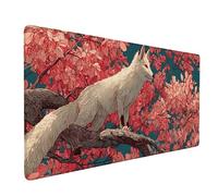 Tappetino Mouse Rosa Tappetino Mouse XXL 800x300 mm, Mousepad Volpe Sottomano Scrivania con Base in Gomma Antiscivolo, Impermeabile Tappeto Scrivania con 3MM Bordi Cuciti per Computer, PC -bby2509HP