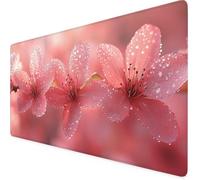 Tappetino Mouse rosa, Tappetino Mouse XXL 900x400mm, Impermeabile fiore Mousepad con Base in Gomma Antiscivolo e Bordi Cuciti Design, Accessori Scrivania per Giocatore/Ufficio/Casa, Regalo F1-178