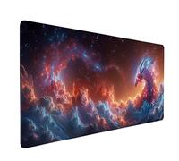 Tappetino Mouse Rosso Tappetino Mouse Gaming XXL 70x30 cm, Bordi Cuciti Mouse Pad Drago Mousepad Base in Gomma Antiscivolo Impermeabile Accessori Scrivania per Gaming, Ufficio e Casa, Regalo -ly2505GB