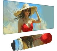 Tappetino Mouse Rosso Tappetino Mouse Grande Donna Esteso Gaming Mousepad XXL 1600x800x3 mm, Base in Gomma Impermeabile e Antiscivolo Sottomano Scrivania per Gaming, Laptop, Accessori Scrivania N-K