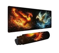 Tappetino Mouse Rosso Tappetino Mouse XXL 1000 x 500 mm, Mousepad Fenice Sottomano Scrivania con Bordi Cuciti, Impermeabile Accessori Gaming con Base in Gomma Antiscivolo per Computer -zjn2509GB