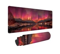 Tappetino Mouse Rosso Tappetino Mouse XXL 600x300x3mm, Mousepad Aurora Sottomano Scrivania con Base in Gomma Antiscivolo, Impermeabile Tappeto Scrivania con Bordi Cuciti per Laptop, Regalo -hjw2601I8