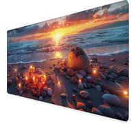 Tappetino Mouse Rosso Tappetino Mouse XXL 80 x 40 cm, Mousepad Spiaggia Sottomano Scrivania con Base in Gomma Antiscivolo, Impermeabile Tappeto Scrivania con Bordi Cuciti per PC, Laptop -yym2509NK