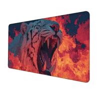 Tappetino Mouse Rosso Tappetino Scrivania Grande 1000 x 500 mm, Mousepad Tigre Sottomano Scrivania con Bordi Cuciti, Impermeabile Mousepad Base in Gomma Antiscivolo per PC, Laptop, Gaming -hjw2506HX