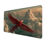 Tappetino Mouse Rosso Tappetino Scrivania Grande 800 x 300 mm, Mousepad Pappagallo Sottomano Scrivania con Bordi Cuciti, Impermeabile Mousepad Base in Gomma Antiscivolo per PC, Laptop -hjw2506HP