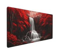 Tappetino Mouse Rosso xxl 700x300x3 mm Grande Tappetino Mouse Gaming Antiscivolo Sottomano Scrivania, Autunno Mouse pad Impermeabile e Resistente con Bordi Cuciti per Ufficio e Sala Giochi 2S-1121