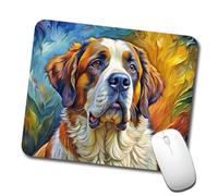 Tappetino Mouse, Saint Bernard Dog Expressionism Base in Gomma Tampone per Mouse Confortevole Tappetino da Gaming per Notebook Computer Gamers 25X30cm
