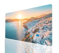 Tappetino Mouse Santorini Tappetino Mouse XXL 1600 x 800 x 3mm Vista mare Mousepad Impermeabile e Antiscivolo Cucire i Bordi, Accessori Gaming Mousepad per Portatile Laptop Tastiera Model-07620