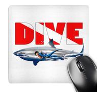 Tappetino Mouse, Scuba Diving Dive Flag with A Large Great White Shark Base in Gomma Tappetini per Il Mouse da Gioco Confortevole Tappetino da Gaming per Computer Laptop Notebook 25X30cm