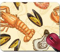 Tappetino Mouse, Seafood Seamless Background with Lobster Oysters Mussels And Shrimp Tappetini per Il Mouse Antisfilacciamento Tappetini Mouse Ergonomico Tappetino Mouse Gaming per 25X30Cm