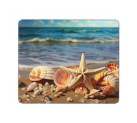 Tappetino Mouse Seashells On The Sandy Beach Bordi Cuciti Tappetino per Mouse da Gioco Antiscivolo Accessori Gaming per Ufficio Pc Gaming 10X12In