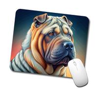 Tappetino Mouse, Shar Pei Dog Nouveau Pratica Tappetino per Mouse Bordi Cuciti Tappetino da Gaming per Ufficio Tastiera Notebook 25X30cm