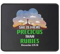 Tappetino Mouse She Is More Precious - Proverbs 3:15 Inspirational Quotes Christianty Scripture Tappetini Base Antiscivolo Mousepad Portatile Accessori Gaming per Ufficio Essenziale per Ufficio M