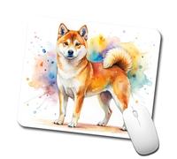 Tappetino Mouse, Shiba Inu Dog Watercolor Lavabile Tappetino per Il Mouse da Gioco Bordi Cuciti Tappetino da Gaming per Pc Laptop Ufficio 25X30cm