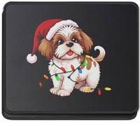 Tappetino Mouse Shih Tzu Dog Christmas T Santa Hat Shih Tzu Tappetino Scrivania Uso Prolungato Mousepad Impermeabile Mouse Pad per Computer Laptop Casa 25X30CM