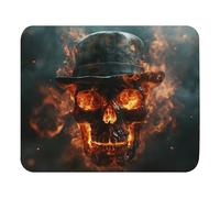 Tappetino Mouse Skull in A cap Engulfed in Fire 25X30Cm Bordo Cucito Tappetino Mouse Piccolo Lavabile Tappetino per Pc Laptop