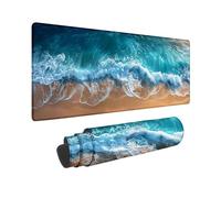 Tappetino Mouse Spiaggia Motivo, Tappetino Mouse XXL 900x400 mm, Impermeabile Mouse Pad con Base in Gomma Antiscivolo e Bordi Cuciti Design, Mousepad per PC Accessori Scrivania, Regalo Donna X-28