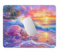 Tappetino Mouse Stella marina sulla spiaggia Impermeabile 36 x 30 cm w-740 | Base Gomma Morbida Antiscivolo, Tessuto Poliestere, Asciugatura Veloce, per Scrivanie Legno e Vetro, Viaggi Lavorativi